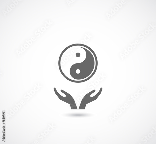 hands support ying yang symbol