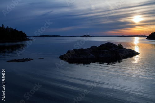 Sunset on the Baltic sea on a summer night.