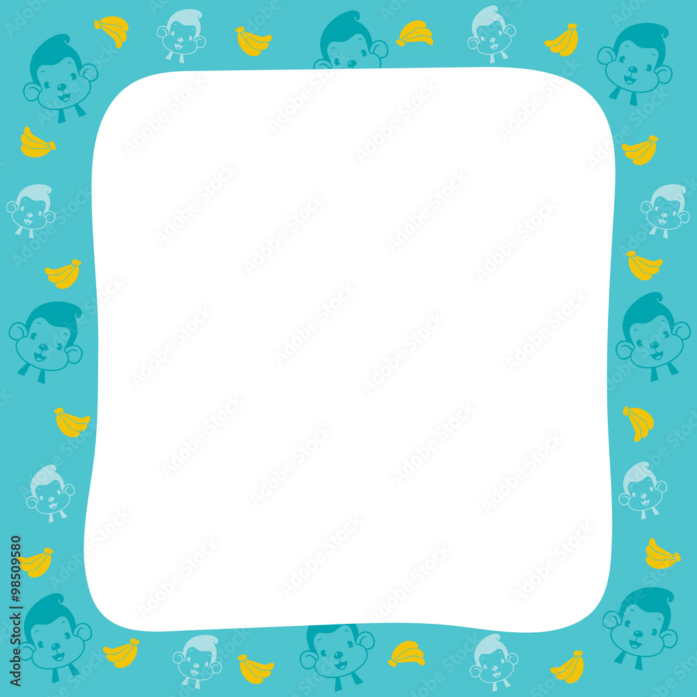 Border With Monkey And Banana, Animal, Action, Eating, Food, Objects Border With Monkey And Banana, Animal, Action, Eating, Food, Objects