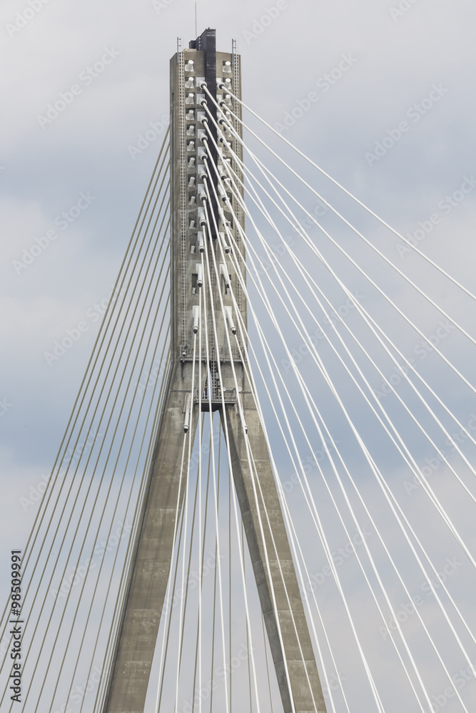 Modern bridge in Warsaw over Vistula river, Poland Modern bridge in Warsaw over Vistula river, Poland