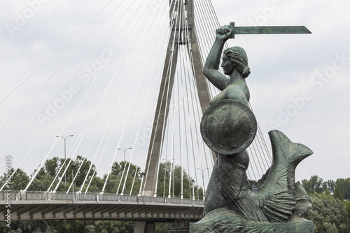 The Warsaw Mermaid called Syrenka on the Vistula River bank in W