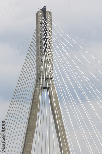 Modern bridge in Warsaw over Vistula river, Poland