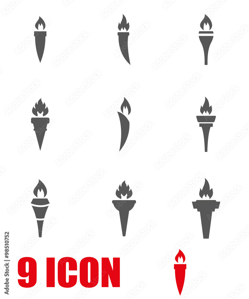 Vector grey torch icon set Vector grey torch icon set