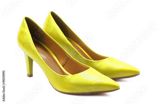 Yellow high heels pumps