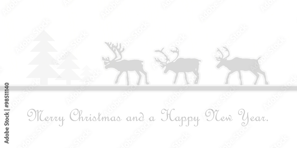Christmas and silvester card with reindeers and trees. Christmas and silvester card with reindeers and trees.
