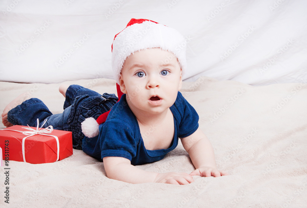 Beautiful little baby celebrates Christmas. Beautiful little baby celebrates Christmas.