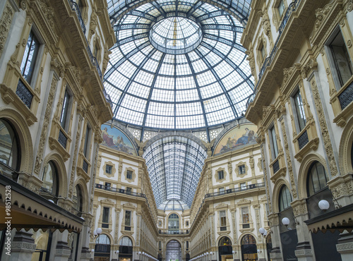 view to the wall and roof of gallery in Milan in Italy