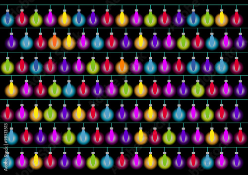 colorful lamps on black background