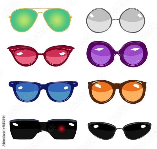 collection of colorful vector retro fashion glasses