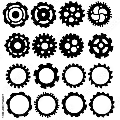 Gears and cogs vector icon collection