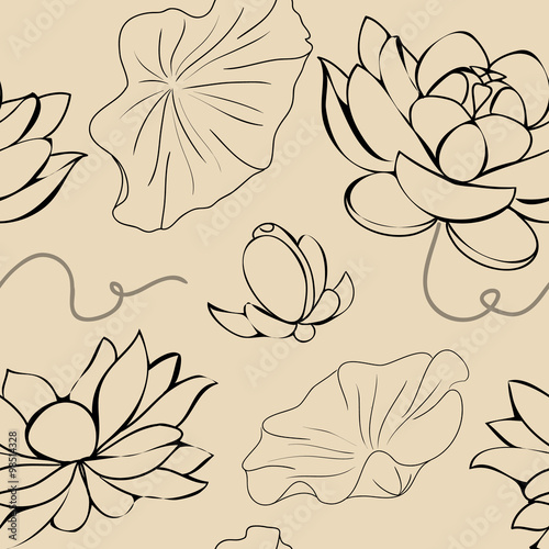 A grunge lotus seamless vector texture