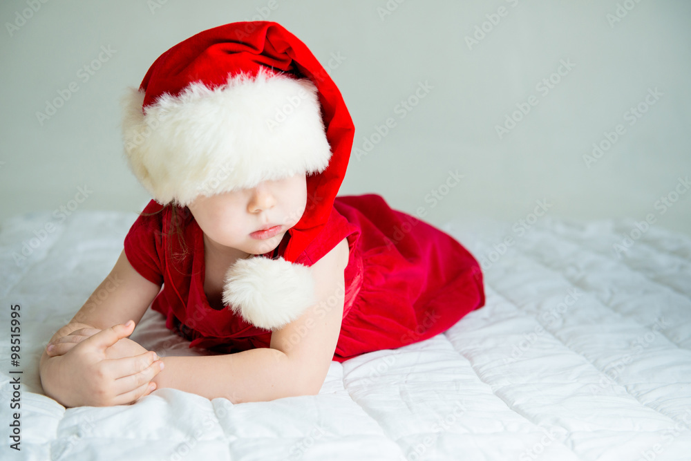 Little Girl in Hat Santa