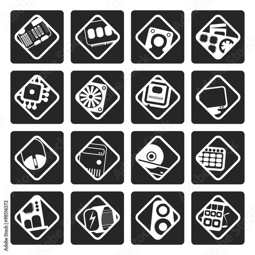 Black Computer  performance and equipment icons - vector icon set photo
