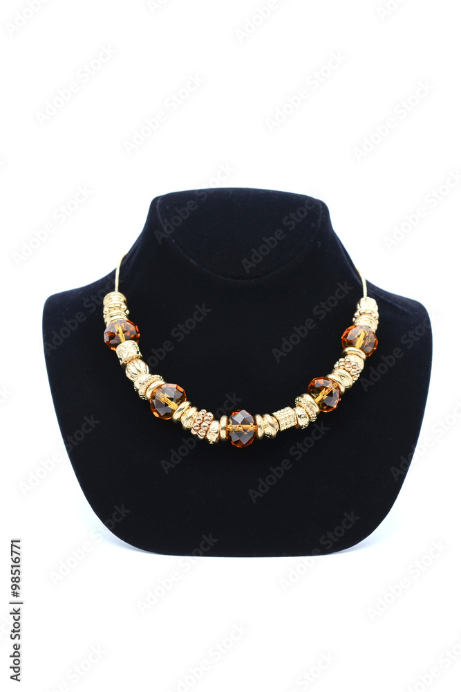 Beads with precious stones isolated on white