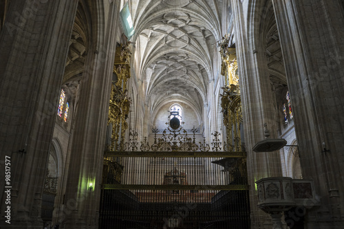 historical, Interior of gothic cathedral of Segovia in Spain
