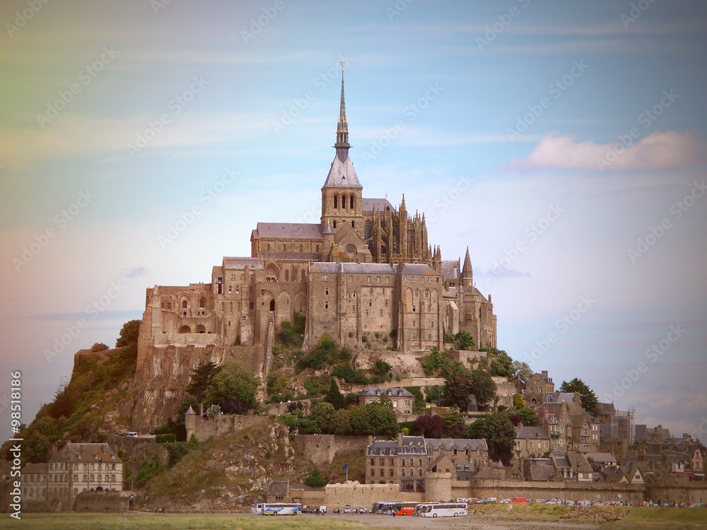 Lovely castle  Mont Saint Michel on the west of France.
