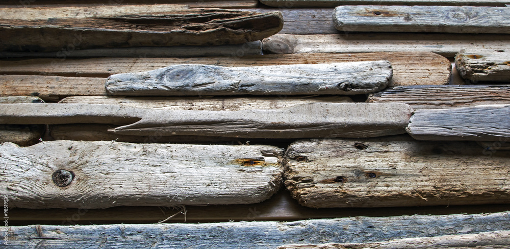 Driftwood wooden planks, horizontally, at an angle. Driftwood wooden planks, horizontally, at an angle.