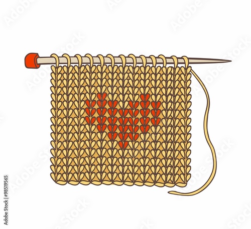knitted background and needles for knitting. Vector illustration