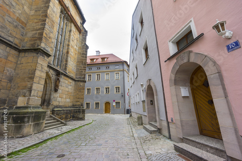 Street view of Amberg  a old medieval town in Bavaria  Germany.