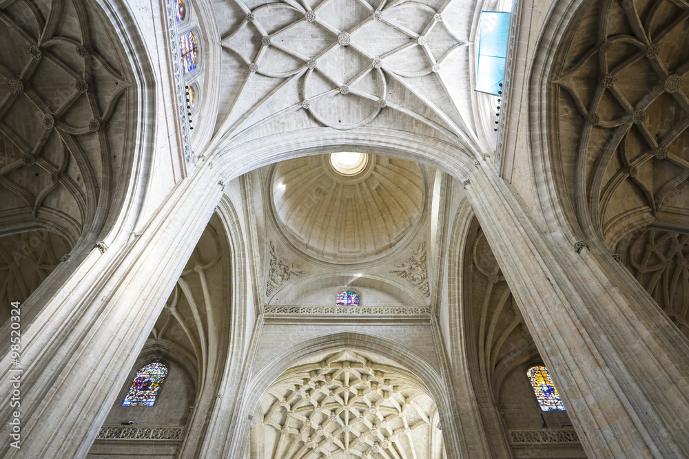 Cupola, Interior of gothic cathedral of Segovia in Spain