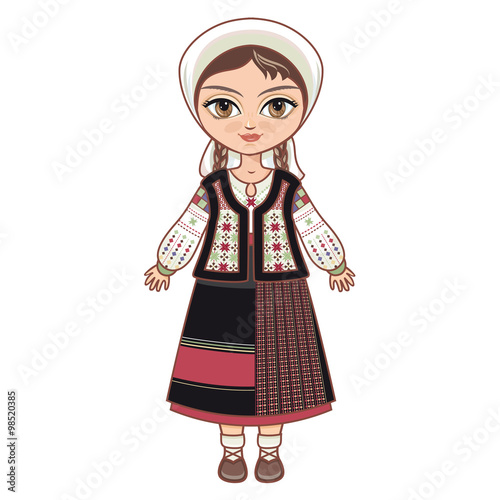 The girl in Moldavian dress.  Historical clothes.
