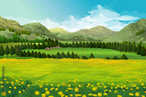 Spring landscape vector background