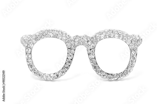 brooch glasses with gems isolated on white photo