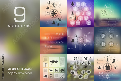 Christmas infographic with unfocused background