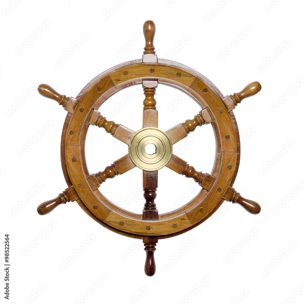 ship steering wheel isolated on white