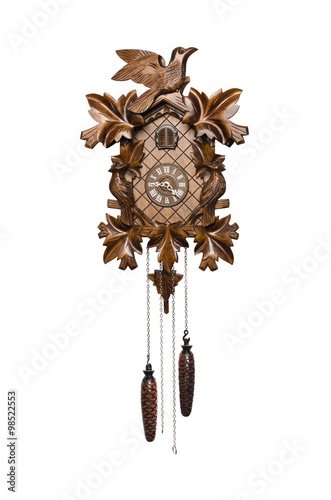 Quadro em tela wooden cuckoo clock isolated on white