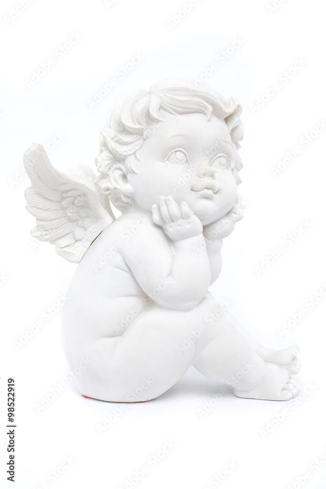cherub statuette isolated on white cherub statuette isolated on white