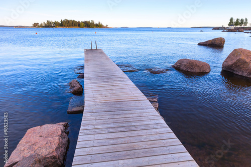 Photography Wooden pier perspective, Saimaa lake landscape