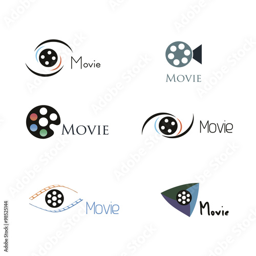 movie logo design icon set