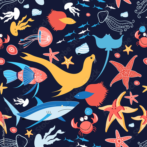  pattern with stingray and fish