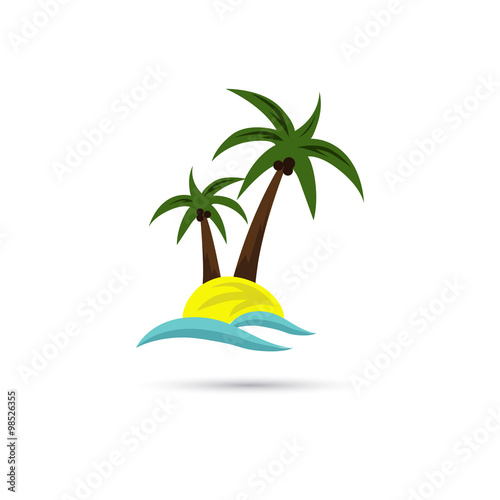 Palm trees on island icon