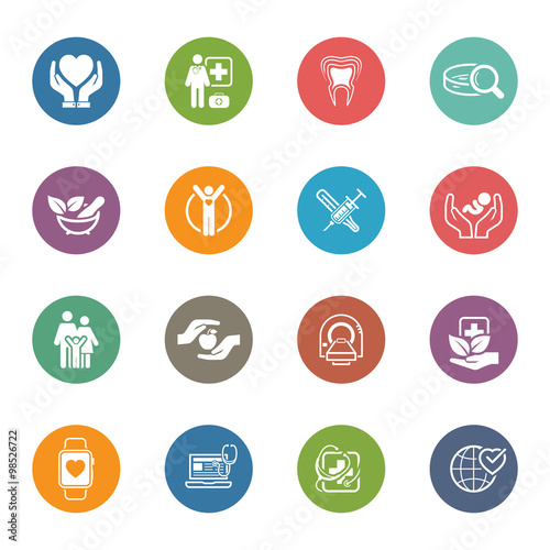 Medical and Health Care Icons Set. Flat Design.