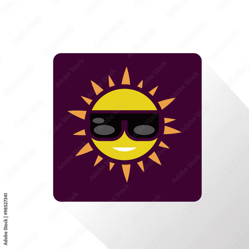 Sun with sunglasses icon
