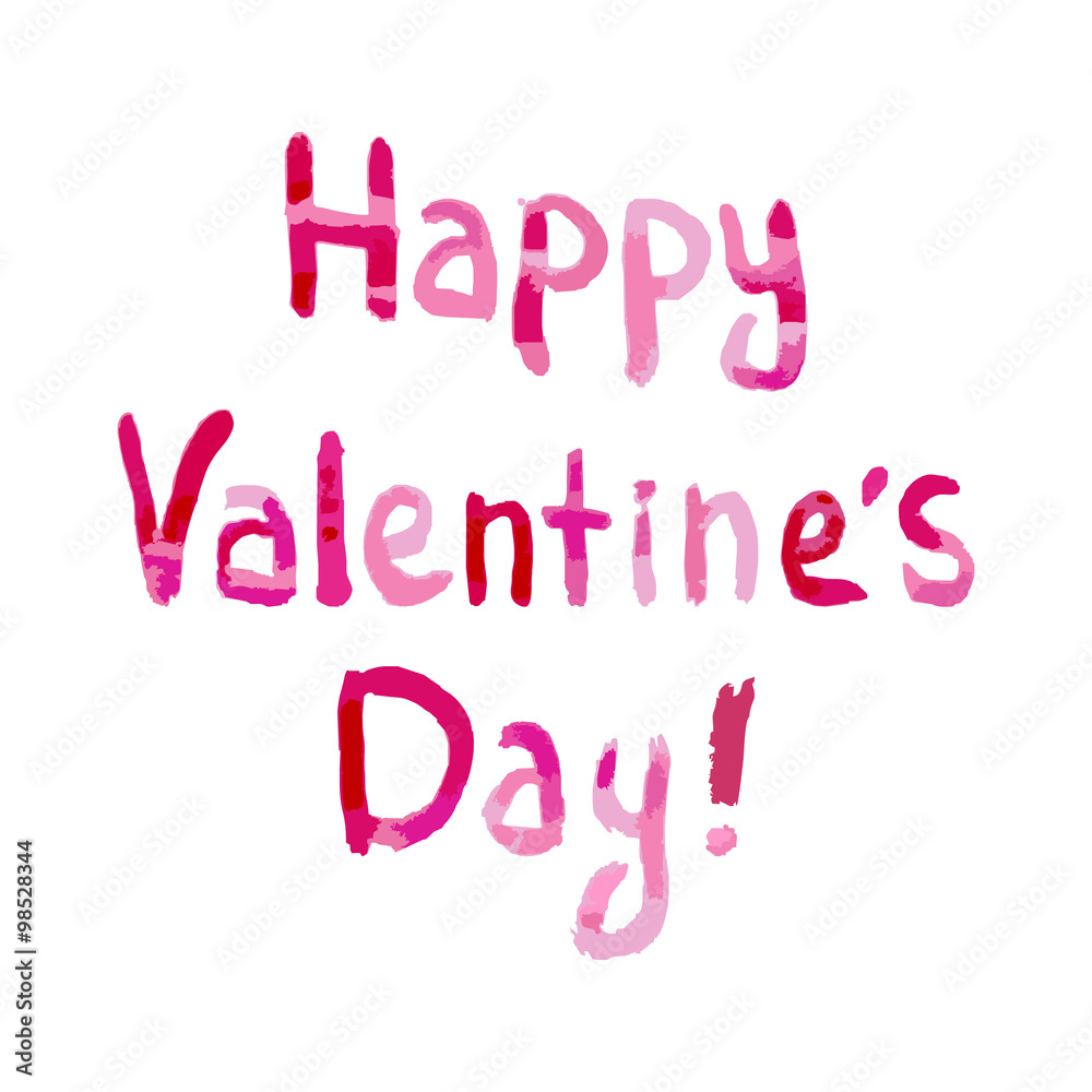 text font with a watercolor effect greeting card for St. Valenti text font with a watercolor effect greeting card for St. Valenti
