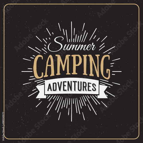 Vintage summer camp badge and outdoor logo's, emblem and label. Camping Vector Calligraphy Design Element in Retro style on chalkboard