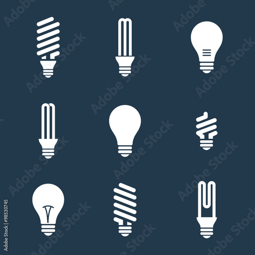 Light bulbs. Bulb icon set. Isolated on white background. Electr