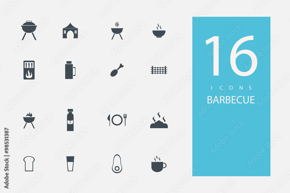 collection of icons in style flat gray color on topic barbecue grills collection of icons in style flat gray color on topic barbecue grills