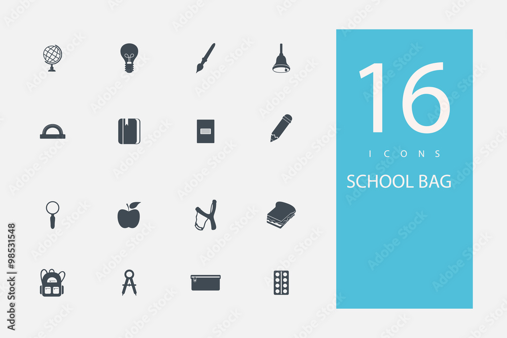 collection of icons in style flat gray color on topic school collection of icons in style flat gray color on topic school
