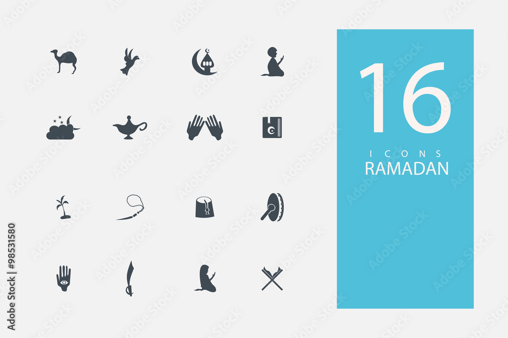 collection of icons in style flat gray color on topic Ramadan icon collection of icons in style flat gray color on topic Ramadan icon