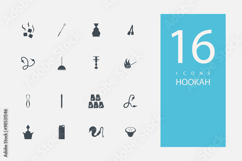 collection of icons in style flat gray color on topic hookah parts