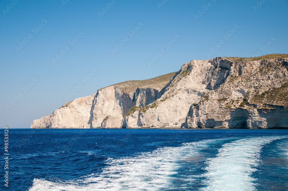 Beautiful cliff coast of Zakynthos Island