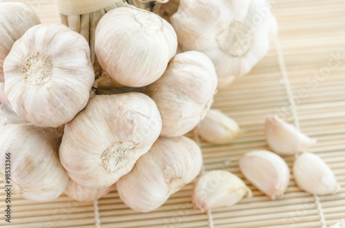 Close up Organic garlic.