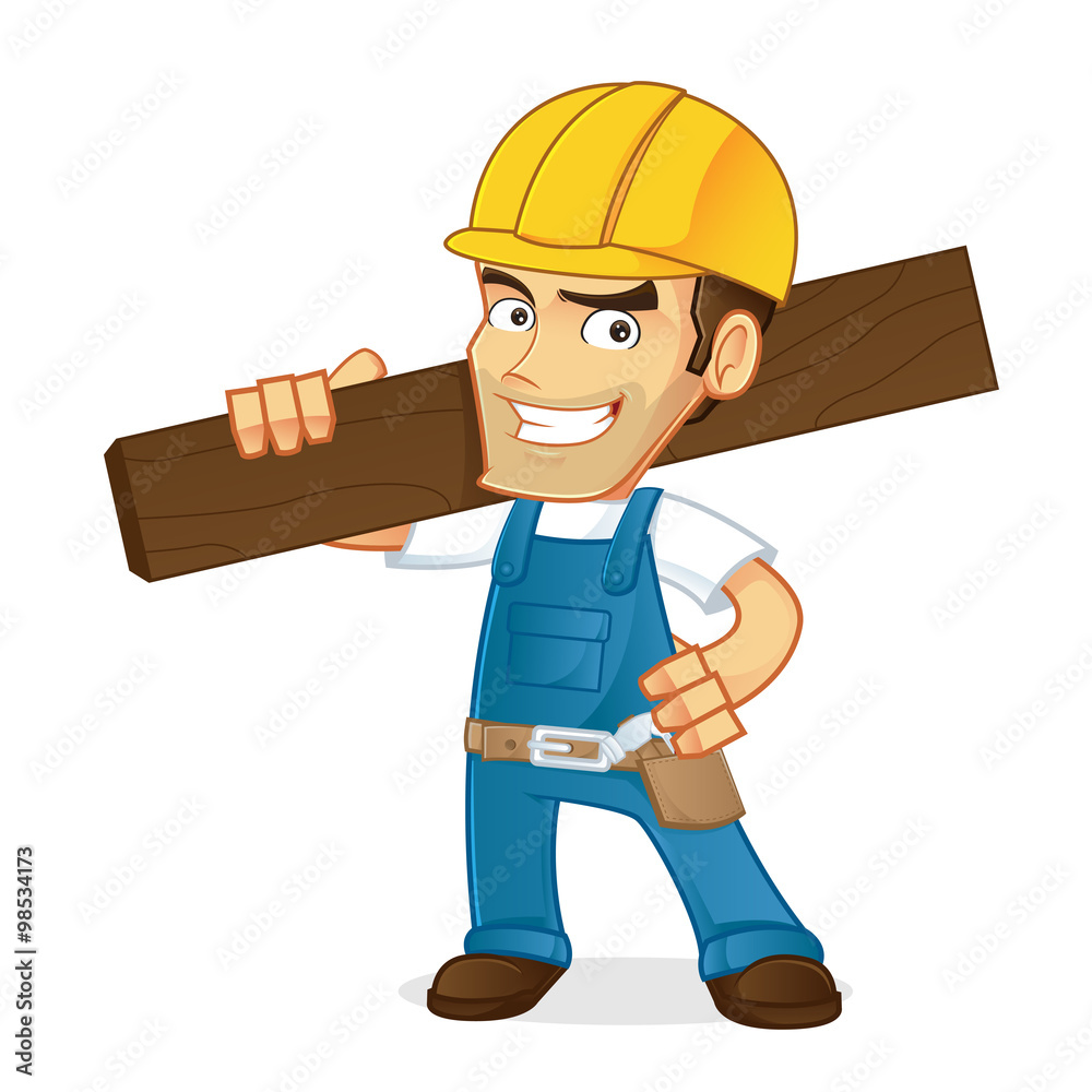 Cartoon illustration of a Handyman Stock Vector | Adobe Stock
