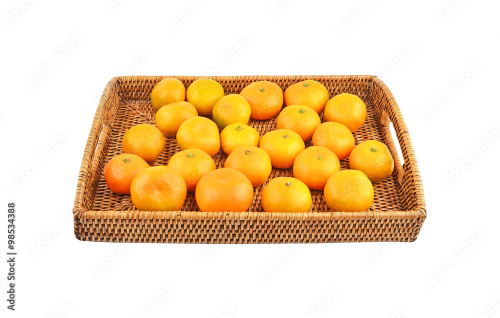 Mandarin on wickered tray