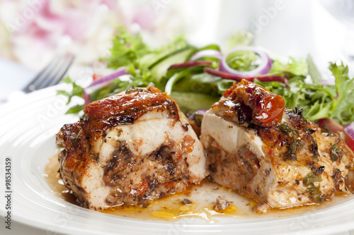 Stuffed Chicken Breast with Salad