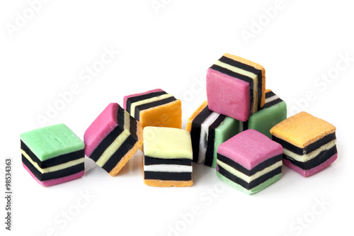 Liquorice Allsorts Isolated on White